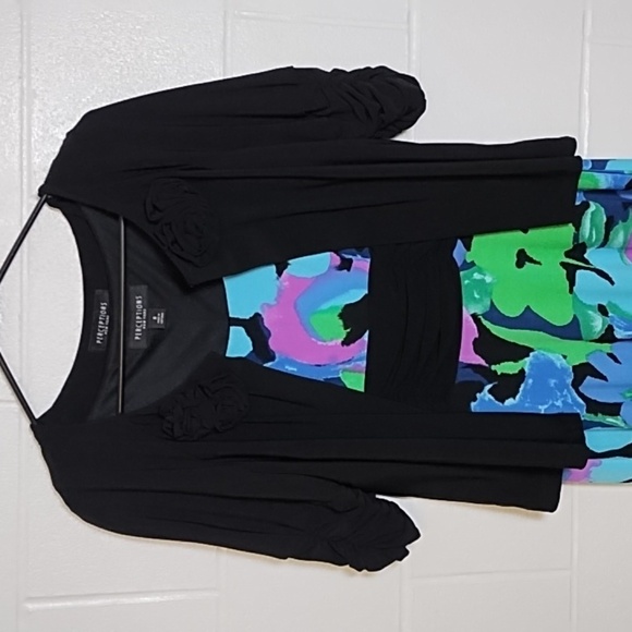 2 PC Perceptions NY Slinky Slip Over Tank Dress & Bolero Jacket  Rose Detail - Picture 11 of 12